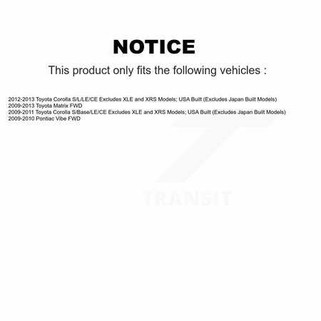 Transit Auto Front Rear Complete Shocks Strut Coil Spring Kit For Toyota Corolla Matrix Pontiac Vibe K78M-100338